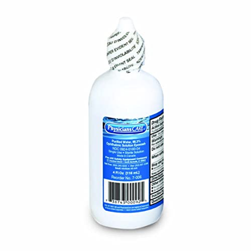 PhysiciansCare Eye Wash Solution, Sterile Isotonic Buffered Solution for Flushing & Irrigating Eyes, 4-oz Bottle (48 Pack)