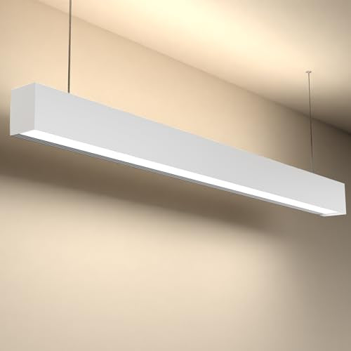 Sunco 4FT Linear LED Pendant Light, Single-Switch Up/Down 3CCT, White, 57W