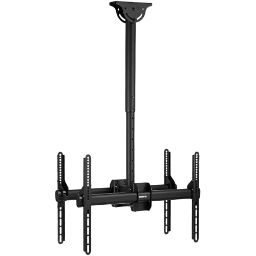 Mount-It! Dual TV Ceiling Mount Bracket for 32–77" Flat Screen TVs – Back-to-Back Hanging Bracket for 2 TVs, Telescoping Pole, 360° Swivel & Tilt, Vaulted, Sloped & Angled Ceiling Compatible - style: Dual