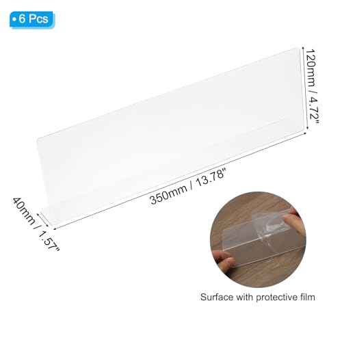 PATIKIL 6 Pack Shelf Dividers for Closet Organization, 13.8x1.57x4.7 Acrylic Closets Separator Kitchen Cabinet Shelves Under Bed Blocker for Bedroom Kitchen Office, Clear - size: 13.8x1.57x4.7"