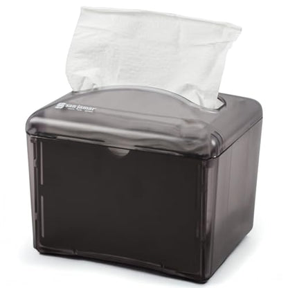San Jamar Venue® Napkin Dispenser for Restaurant Tabletop, 200-250 Napkins, Mini Interfold, Black