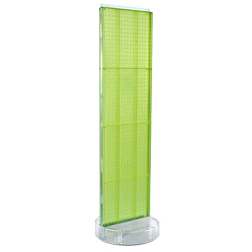 Azar Displays 700780 TWO-SIDED PEGBOARD FLOOR DISPLAY W/C-CHANNEL SIDES ON REVOLVING ROUND STUDIO BASE. PANEL SIZE: 16"W X 60"H, (Lime Green Burst) - color: Lime Green Burst