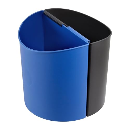 Safco Desk Side Recycling Receptacle, 2 Bin Set, Black/Blue, 3 Gallon Each - size: 3 Gallon