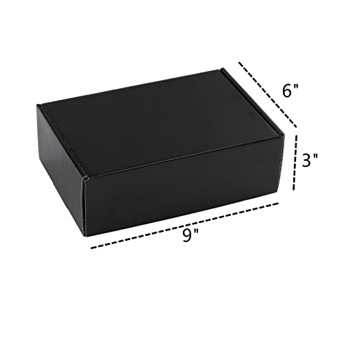 Dicunoy 30 Pack CardBoard Boxes, 9 x 6 x 3 Inches Small Shipping Boxes, Black Corrugated Cardboard Box for Mailing Packing Literature Mailer, Packaging Boxes for Gift, Small Business