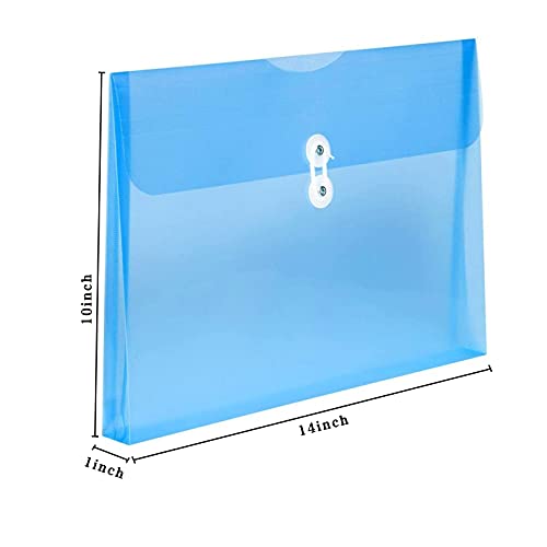 TIENO Plastic Envelopes with String Closure Clear Side Loading Folders Legal Size Paper Office Organizer 12 Packs Blue - color: Blue