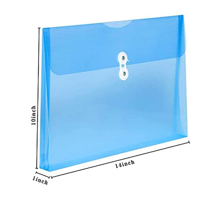 TIENO Plastic Envelopes with String Closure Clear Side Loading Folders Legal Size Paper Office Organizer 12 Packs Blue - color: Blue