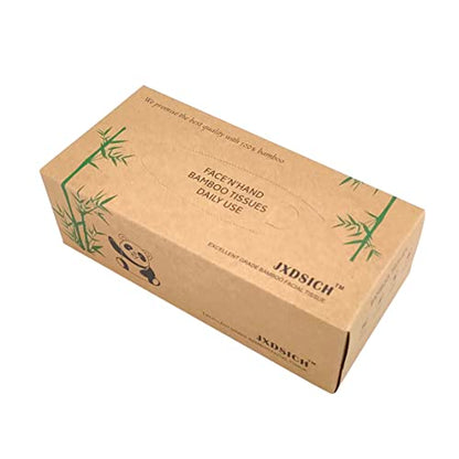Bamboo Facial Tissues，soft nature bamboo facial tissue,100% virgin bamboo,Bulk carton of 8 boxes (100 Tissues per boxes,800 Tissues Total) | kraft paper Box, 3 Ply tissues