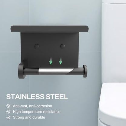 SetSail Toilet Paper Holder with Shelf, Matte Black - color: Matte Black, size: 1 Packs
