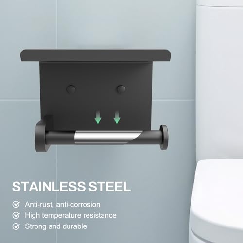 SetSail Toilet Paper Holder with Shelf, Matte Black - color: Matte Black, size: 1 Packs