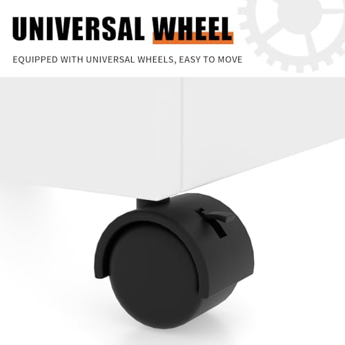 WISDOMFUR Rotating Slatwall Display Rack with Wheels, 4-Sided Retail Merchandise Display Tower, White, 16" W x 16" D x 60" H - color: White