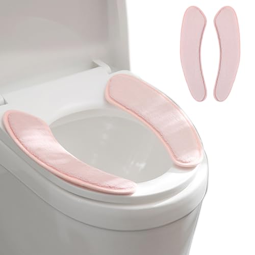Thick and Warm Toilet Seat Cushion Cover - with Sticky Toilet Seat Cushion - Washable and Reusable Mat for Winter - Double Flap Separation, TPR Back Adhesive, Soft and Protective (Pink) - color: Pink