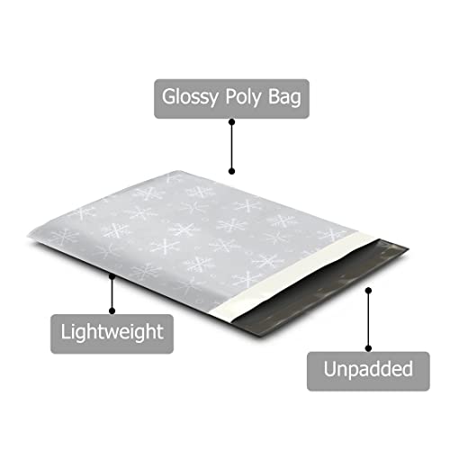 12x15 (50) Snowflakes Winter Designer Poly Mailers Waterproof Self Sealing Tear Resistant Polymailers Shipping Envelopes Premium Printed Bags For Small Businesses - color: Winter Snowflakes, size: 12x15