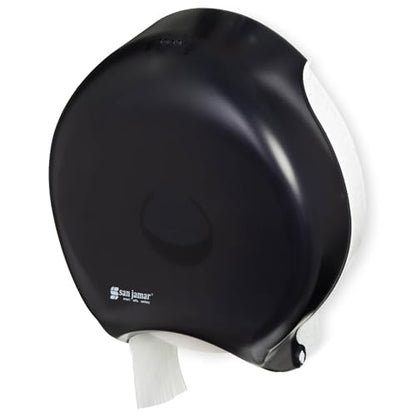 San Jamar R6000TBK 3.125 Mandrel Stainless Steel Pearl Single Jumbo Roll Toilet Tissue Dispenser, 12.9" Width, 14.9" Height, 5.8" Depth, Minimum 3.25" Core Diameter, 12" JBT Roll Capacity, Black Color