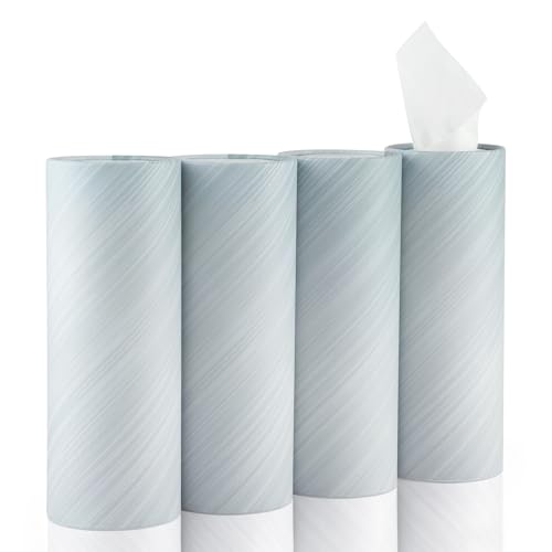 SINGARO Car Tissue Holder, 4 Pack Car Cup Holder Facial Tissues with Travel Tissue Bag, Quick and Convenient Flower Combination Box(4 Canisters/200 Tissues) Silvery - color: silvery
