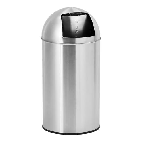 Heay Duty Stainless Steel Tall Trash Can with Push Lid – Commercial Outdoor Garbage Bin – Fingerprint-Proof, Removable Inner Metal Bucket – Ideal for Public Spaces – 18.5 Gallon (70L) – - size: Large