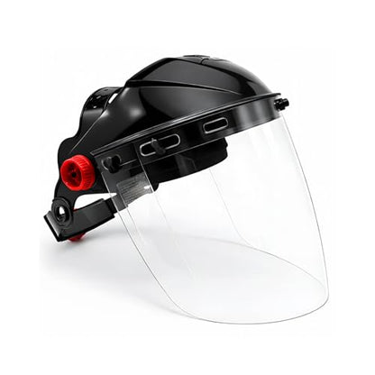 Cap Style Headgear with Clear Tapered Face Shield Visor – Adjustable Black Headgear with 9" x 15.5" Wraparound Shield – ANSI Z87.1 Safety Face Shield for Grinding, Cutting and Welding - color: Clear, 2 Pack a