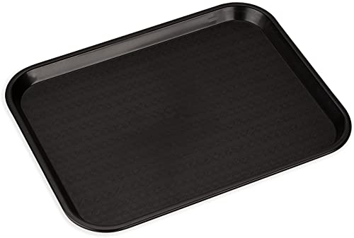 Carlisle FoodService Products Fast Food Cafeteria Tray, Durable Polypropylene with Slip-Resistant Surface, Stackable for Cafes and Schools, BPA-Free, Rectangular, Black