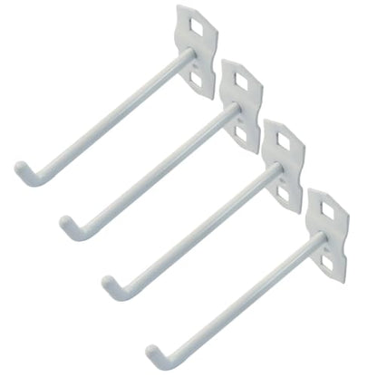 Heavy Duty Steel 4 inch pegboard Hooks for 3/8" Square Hole 1.5" Spaced Pegboards - Garage Wall Organizer Tool Storage Set, White, 4 Pack - color: White