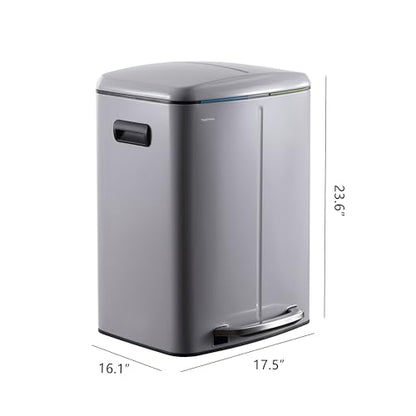 happimess Marco 10.6 Gal Double Bucket Step Trash Can, Gloss Gray - color: Fog Gray