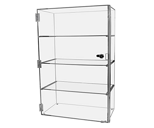 Marketing Holders Locking Display Cabinet with Keys Clear Acrylic 15.5" x 8.5" x 24" Countertop Retail Merchandise Locker No Assembly - size: 15.5"W x 8.5"D x 24"H