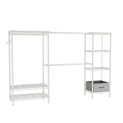 Golpart Heavy Duty Clothing Rack with Adjustable Shelves Clothes Wardrobe - color: White, size: 15"DX(70-87)"WX74.5"H