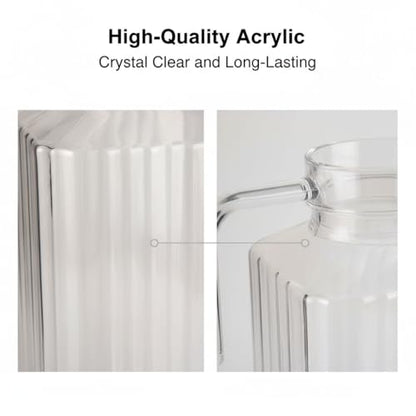61 oz Acrylic Pitcher with Lid and Spout, 1800ml Large Hot/Cold Water Jug for Iced Tea Pitcher for Coffee, Juice Iced Tea Beverage Carafe with Lid for Family Gathering(1800ml) - size: 60.9 Ounces