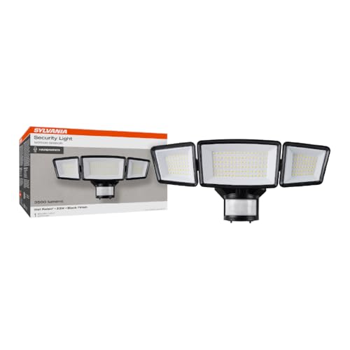 Sylvania 23W Security LED Light with Motion Sensor, Hardwired, 3500 LMS, Wet Rated, 5000K, Daylight - 1 Pack (66479) - color: Black, style: 23W Motion Sensor