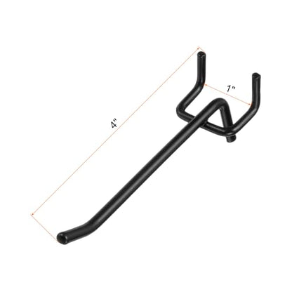 HARFINGTON 10pcs Pegboard Shelving Hooks 4" Stainless Steel Peg Board Display Hook Hanging Holders Wall Mount Organize Tools for Workbench Garage Kitchen Store, Black - size: 4 Inch