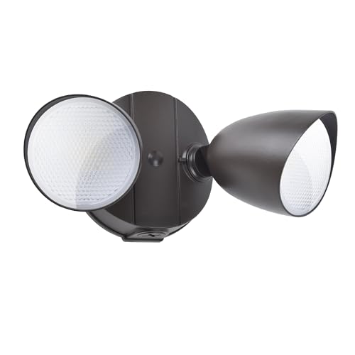 LUTEC 3500 Lumen 32 Watt 28 LED Dual-Head Floodlight Outdoor, Full Metal Design, Waterproof Exterior Security Wall Light for Patio, Garden, Yard-Brown - color: Brown, size: Dual-Head