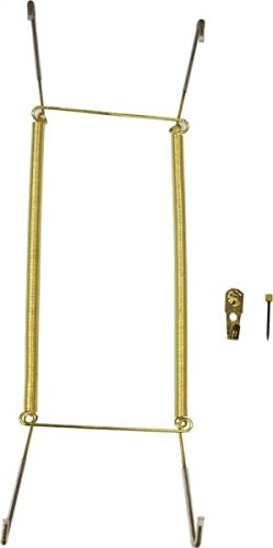 Rocky Mountain Goods Plate Hanger for Wall and Mounting Hardware - Fits Decorative Plates and platters - Heavy Duty Polished Brass - Vinyl Non Scratch Hooks - Includes Wall Mount kit (11" - 18") - size: 11" - 17"