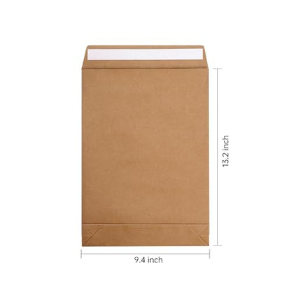 9.4" x 13.2" Expandable Envelopes Large Kraft Envelopes - color: Kraft, size: 10