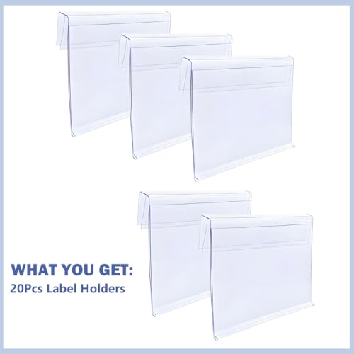 Diteje 20 Pack Wire Shelf Label Holder,Shelving Price Tags Rack Display