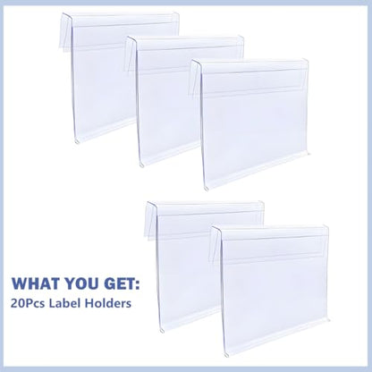 Diteje 20 Pack Wire Shelf Label Holder,Shelving Price Tags Rack Display