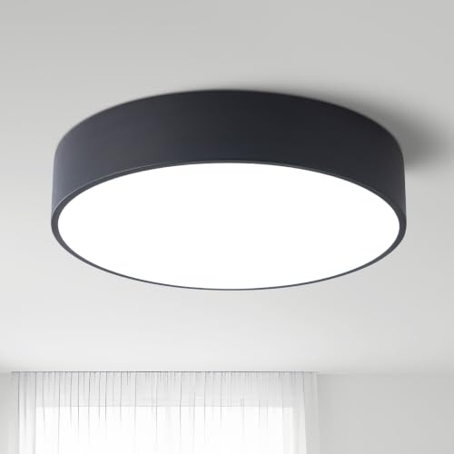 15.7inch Dimmable Large Black Flush Mount LED Ceiling Light Fixture - color: Black, size: 15.74 inch