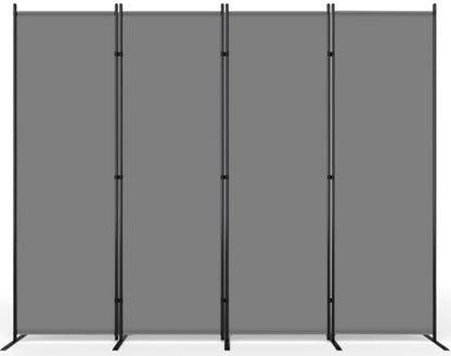 AKTOP 4 Panel Room Divider, 88" W x 6FT Fabric Folding Privacy Screen, Grey - color: Grey