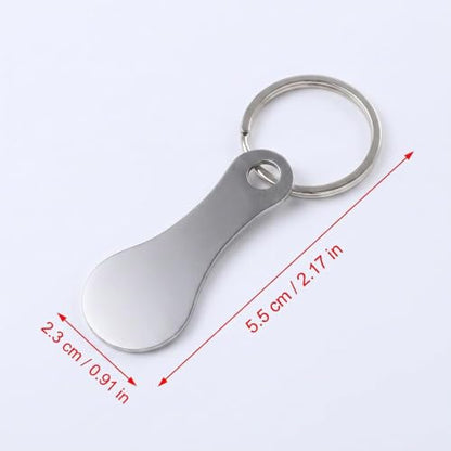 1Pc Stainless Steel Shopping Trolley Token, Metal Coin Holder Couple Key Chain DIY Shopping Cart Token, Wine Bottle Opener Bag Pendant(silver)
