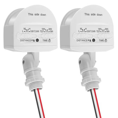 LUTEC 2 Pack Motion Sensor, 180-Degree Replacement Motion Detector for Outdoor Lights, Detection Range Up to 69FT, 3 Modes PIR Motion Sensor for Floodlight (White) - color: White