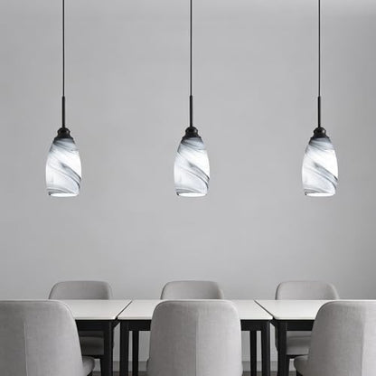 Industrial Pendant Light with Glass Shade Matte Black Pendant Lighting Adjustable Industrial Retro Style Hanging Light,Kitchen Island Farmhouse Pendant Lights Fixtures for Kitchen,Farmhouse - color: 3 Packs Grey Swirl, size: 3 Pack