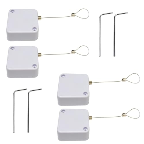 Retractable Cable Lock with Double-Sided Adhesive ABS Remote Control Security Lock for Phone,TV, 304 Stainless Steel, White, 3.3 ft (1 m), 4Set (White, 1M) - color: White, size: 1M