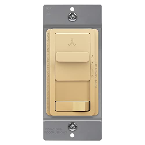 TOPGREENER Ceiling Fan Control and Light Switch, 3-Speed, Gold - color: Gold, size: Light Switch with Fan