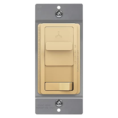 TOPGREENER Ceiling Fan Control and Light Switch, 3-Speed, Gold - color: Gold, size: Light Switch with Fan