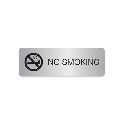 No Smoking Silver Sign/Small Business Restaurant Office School Smoking Prohibited Notice / 3" x 9" Flat Easy Adhesive Door And Wall Mount/Made In The USA - color: Silver, style: No Smoking