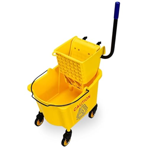 Mop Bucket, Commercial Bucket for Mopping on Wheels - size: 25 Quarts