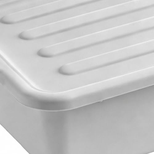 20" x 15" x 7" White Food Grade Plastic Bus Tub With Lid, Large BBQ Prep Tub, Restaurant Meat Lug, Catering Storage Container Heavy Duty (Pack Of 6)