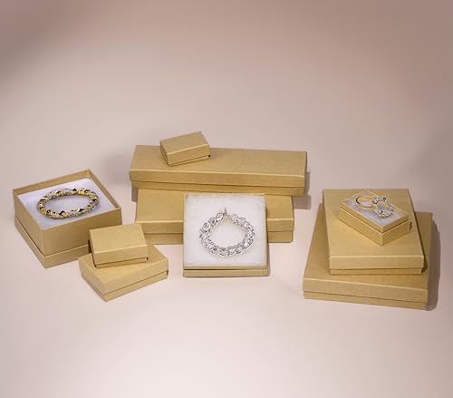 TheDisplayGuys 100 Cardboard Jewelry Gift Boxes with Inserts - Kraft Brown - size: 100 Pack