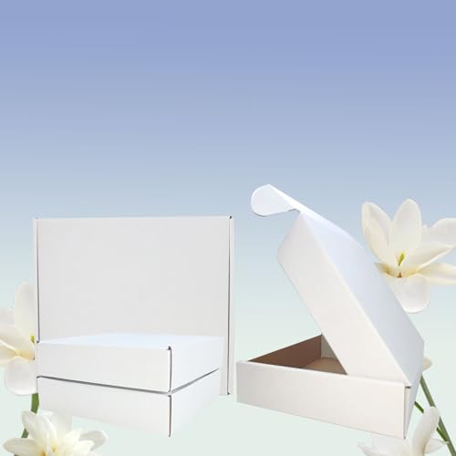 9x8x2 inch Shipping Boxes Set of 25, White Corrugated Cardboard Mailer Box - size: 9x8x2-25 Pack