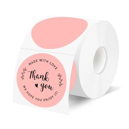 500 Labels/Roll 2" Pink Round Thermal Labels, Waterproof Circle Blank Thermal Sticker Compatible with Direct Thermal Label Printers for DIY Logo Designs, Thank You, Small Business - color: Pastel Pink, size: 2 Inch