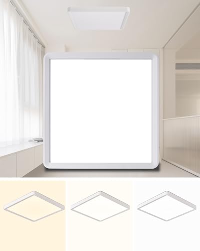 Square Led Flush Mount Ceiling Light,20 Inch 50w 4520lm led Light 3000k,4000k,6000k CCT Selectable,Flat Panel Super Slim Led Ceiling Light Fixture,for Living Dining Kitchen Bedroom Room (1Pack-White) - color: White, size: 20 Inch 1PK Square 3CCT