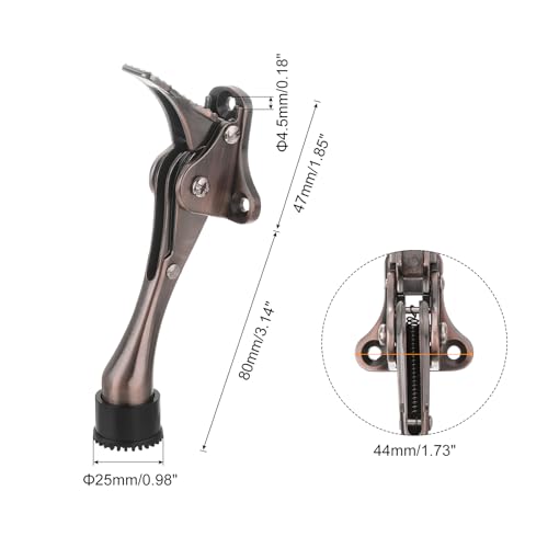 uxcell Kickdown Door Stop, One Touch Kickdown Door Stopper Holder with Non-Slip Rubber Tip and Screws, 4-Inch Metal Door Kickstand for Bottom of Door, Brown - color: Brown, size: 4 Inch