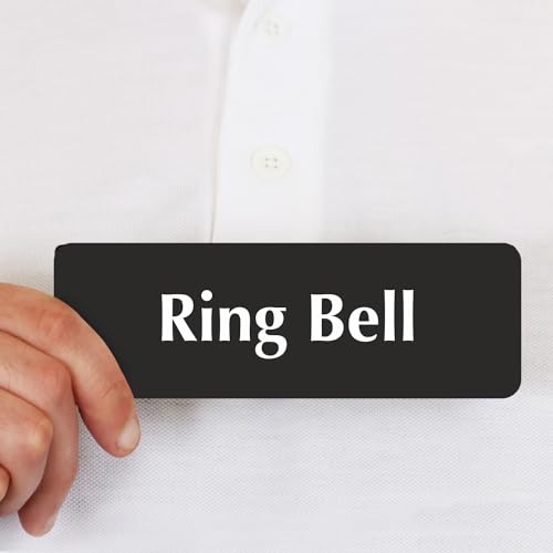 SmartSign Ring Bell Door Sign, 2" x 6", 20 mil Thick Anodized Aluminum, Adhesive Backing, Waterproof, Black and Silver, Pack of 1, USA made - color: Black, White